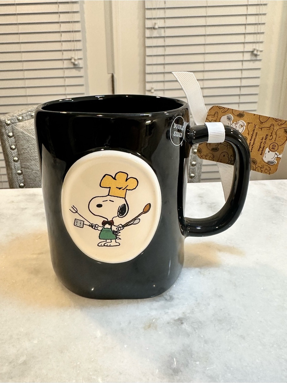 Rae Dunn Peanuts Collaboration Black “Grill Master” Ceramic Mug